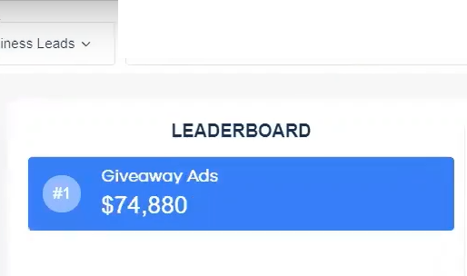 Rondon revenue leaderboard — $74,880 from Giveaway Ads